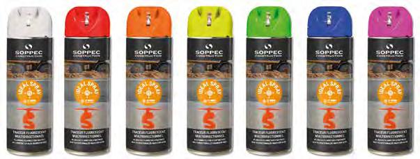 12 MÅNADER FLUORESCERANDE MARKÖR FÖR FLERA RIKTNINGAR [12 MÅNADER] IDEAL SPRAY används i synnerhet vid markeringar och utmärkningar i olika riktningar tack vare en 360 -ventil: schaktning,