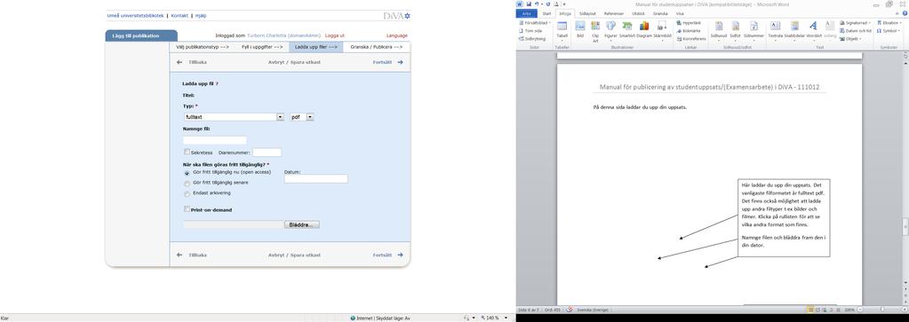 4. På denna sida laddar du upp en fil av din uppsats i pdf- format.
