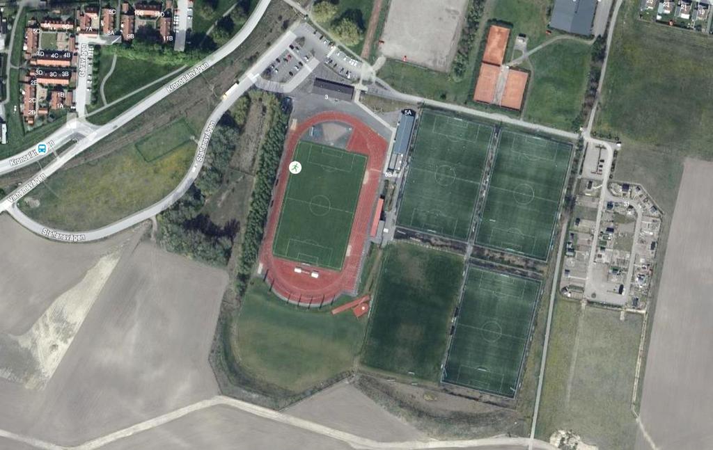 Staffansvallen Staffansvallen i Staffanstorps kommun, är belägen i södra delen av tätorten. På Staffansvallen finns tre planer med konstgräs med en total yta på 2,2 ha, som anlades 211.