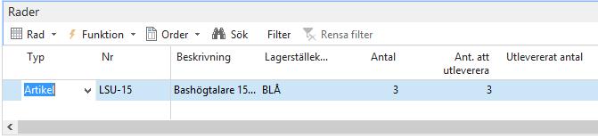 Beskrivning Antal Enhetskod A-pris exkl. Moms Radbelopp exkl. Moms Avdelning kod Projekt kod När du väljer ett konto hämtas beskrivningen från kontoplanen, artikeln eller resursen in.