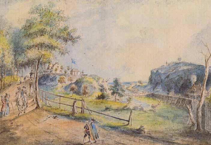 Målningen avbildar Bellevue och Albanoberget söderifrån, det vill