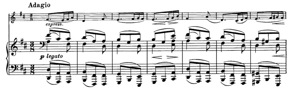 De sista sju takterna är som ett stort andetag där huvudtemats första fras dras ut och sedan faller ner i ett slags lugn där pianot sprider ut ett D-dur ackord som leder över till andra satsen som är