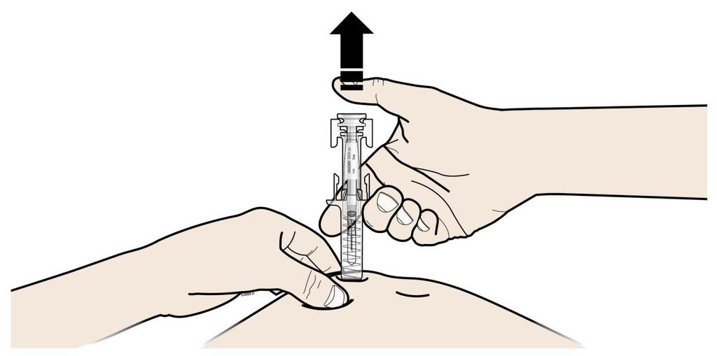KLICK" Det är viktigt att trycka genom klicket för att hela dosen ska injiceras. C SLÄPP tummen.