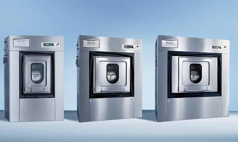 Olika tvättkapacitet för olika tvättbehov Bilden visar tvättmaskinerna i utförande med rostfritt stål. Tvättmaskin PW 6163 Tvättmängd (1:10) 16 kg SKONTRUMMA, trumvolym 160 l Max.