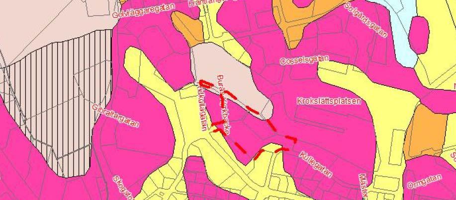 Det aktuella området utgörs av ett högre liggande bergsparti med varierande berg i dagen och tunt jordtäcke på berg.