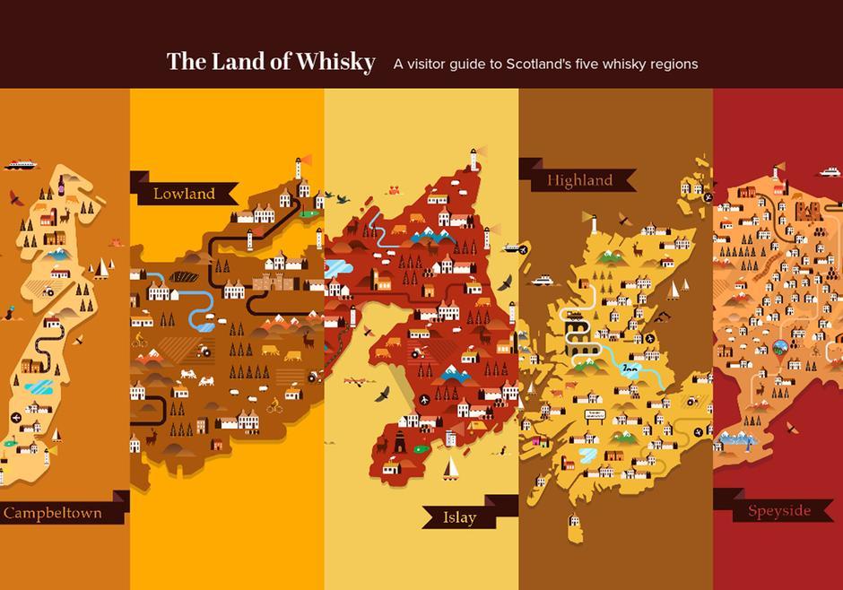 Skottlands whiskyregioner kartan och verkligheten. År 1784 ritas en linje på en karta över Skottland, från Greenock vid Firth of Clyde i väster till stranden vid Firth of Tay i öster.