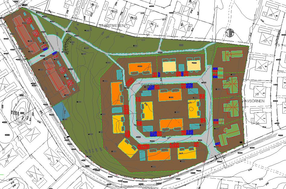 Granskningshandling 6(12) Illustration av planförslaget I illustrationen ovan visas placering och möjlig utformning av bostäderna.