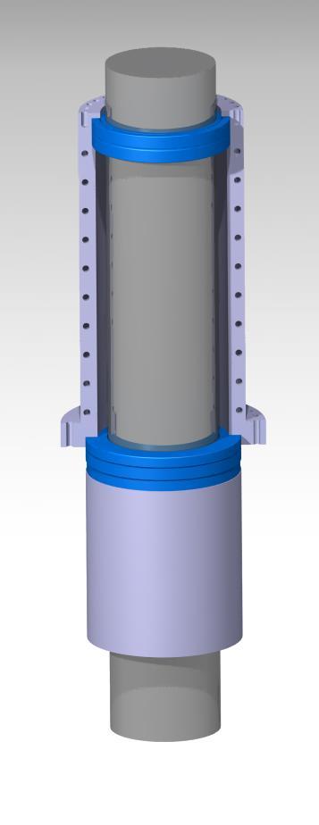 Figur 42. 3D modell för koncept 3 där de två lagren syns samt. Figur 43. Utsidan på röret som håller ihop lagren för koncept 3.