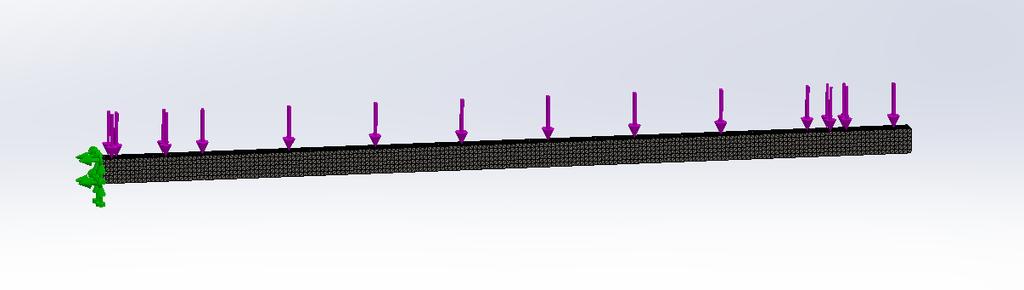 Figur 22, visar uppspänningen för 10 meter balk som ska motsvara hela kranarmen. 3.3.4.