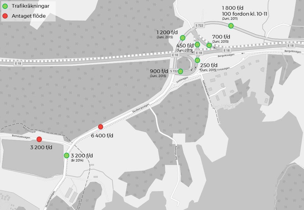 2 DAGENS FÖRHÅLLANDEN 2.1 TRAFIKFLÖDEN Skutbergsvägen trafikeras idag av trafik till och från Bomstadsvägen och till och från Skutberget.