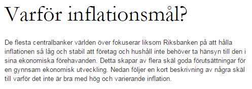 6. a.(2p) Utgå från kvantitetsteorin och beskriv sambandet mellan penningmängd och inflation. b.(3p) På Riksbankens hemsida, se ovan, kan man läsa om inflationens skadeverkningar.
