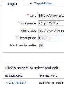 Så här redigerar du en kanal som lagts till: Svenska 3 Ange information om kanalen i textfälten under [Musik (Music)]: Mata in webbplatsen för kanelen i [URL].