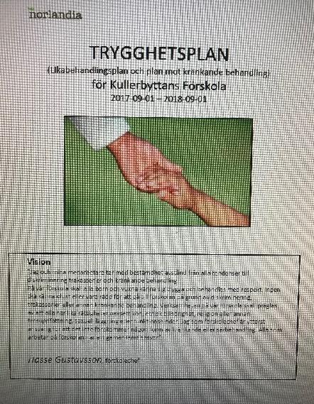 känna sig trygga och ha roligt i förskolan Bilder med exempel kring detta.