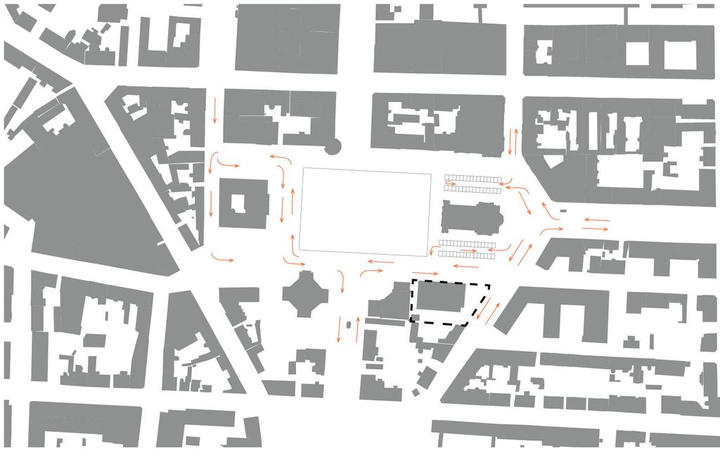 Flöde biltrafik Trafik Den pågående omgestaltningen av Stortorget kommer att innebära att nya trafikflöden bildas.