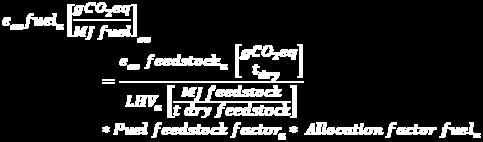 E B(t) / E F(t) ) där E B(t) = totala utsläpp från biodrivmedlet eller det flytande biobränslet, och E F(t) = totala utsläpp från det motsvarande fossila drivmedlet.