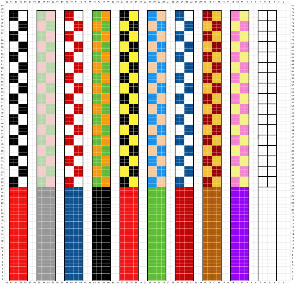 Diagram 4. Förslag på färgkombinationer för vanten Happy Surprise. Lycka till med stickningen!