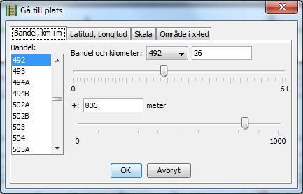 3.4.1 Bandel, km+m Välj bandel, fyll i önskad