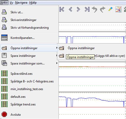 7 Inställningsfiler När man har skapat vyer och ställt in parametrar på dessa, kan man spara inställningsfilen för att använda vid senare tillfälle.