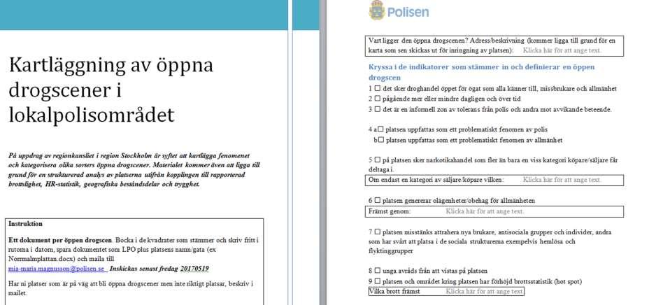 Webenkät polisen Egen skattning hos lokalpolisområdet med syfte att implementera kartläggningen av egna