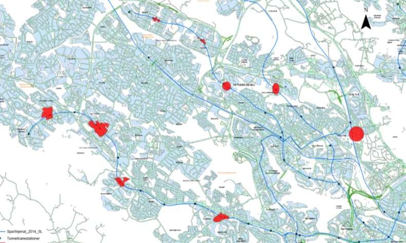 Korrelation tågstationer Karta Region Sthlm,