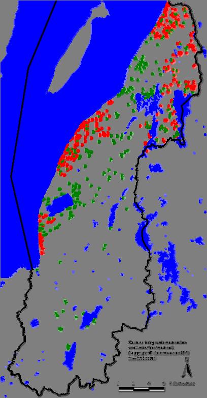 1.6 Hamlade träd och jätteträd Östra Vätterbranterna är ett av landets kärnområden för hamlade träd (röd). Vid en inventering år 2006 fann man ca 1 800 st.