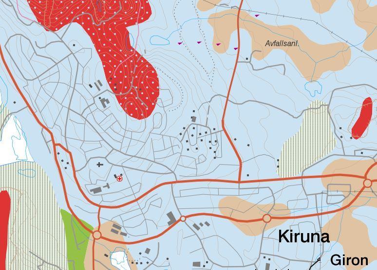 Området som berörs av planen ligger norr om stadsbebyggelsen i Kiruna och består mest av skogsmark. I väster finns viss småindustri samt mark som påverkats av gruvdriften på Luossavaara.