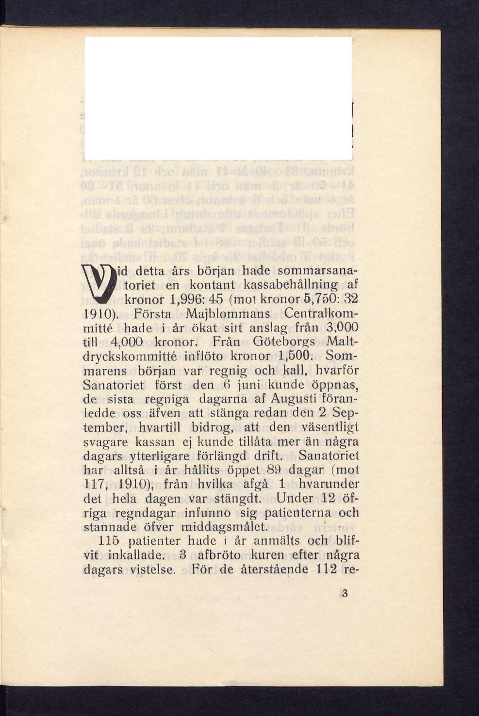 O o O o o o o 0 V o o o t> o o #c YVYVd detta års början hade sommarsanatoriet en kontant kassabehållning af 'w kronor 1,996: 45 (mot kronor 5,750: 32 1910).