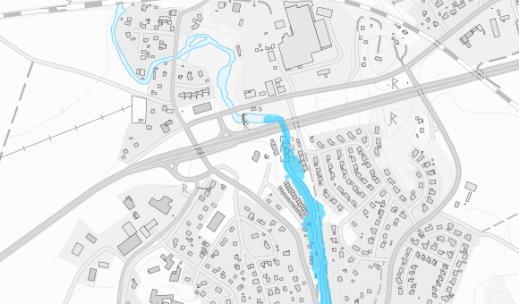 7.2 FRAMTIDA KLIMAT Vattennivå Nättrabyån vid 3 m havshöjning Planområde Figur 9 - MSBs översvämningsdata över översvämmad mark vid havsnivåstigning +3,0 m SMHI har analyserat framtida