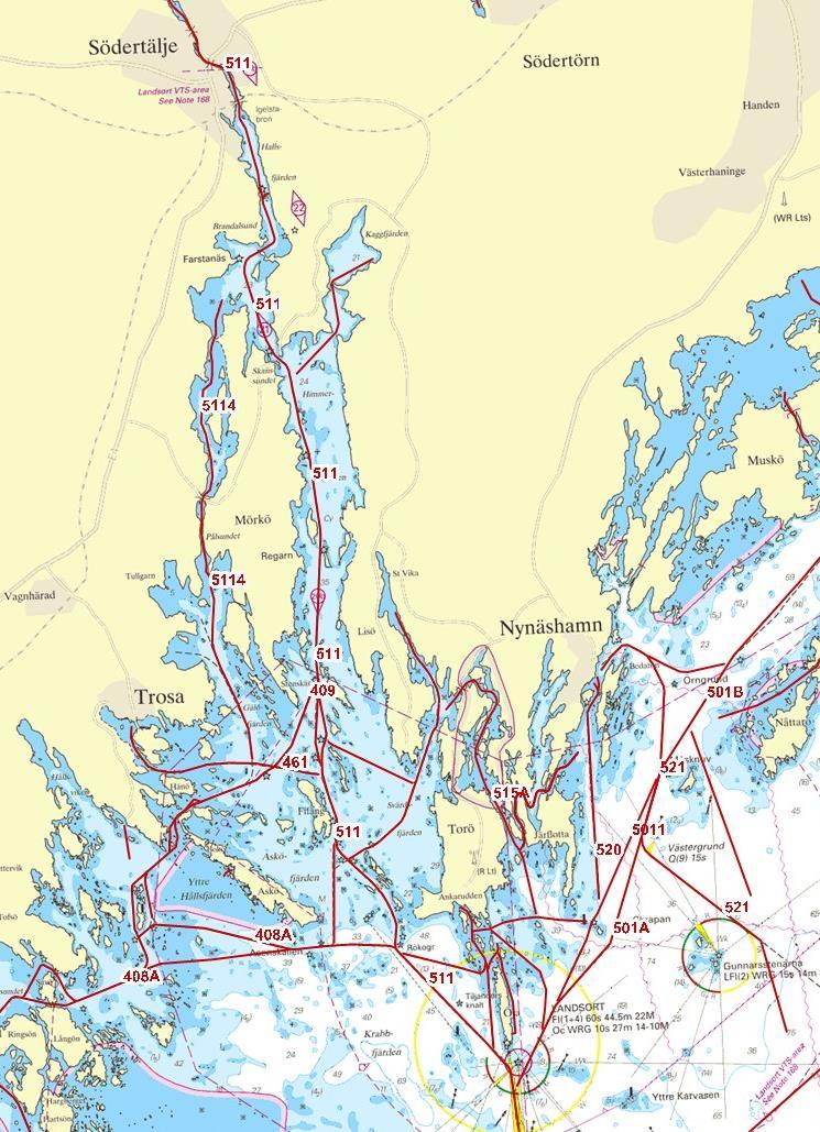 Södertälje hamn - Landsort, XST301 Infoga diagram, figur eller bild här 1. Beskrivning av åtgärden Nuläge och brister:farleden mellan Landsort och Södertälje hamn är idag olycksdrabbad.