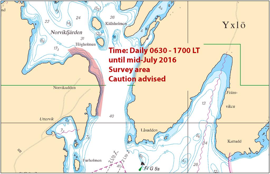 2016-07-07 7 No 606 Bsp Stockholm S 2016/s20, s35 Surveys on seabed Stockholm Hamnentreprenad AB. Publ. 1 juli 2016 * 11341 Chart: 6181 Sweden. Northern Baltic. Fairway Landsort - Södertälje.