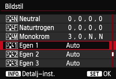 A Registrera en bildstiln Du kan välja en grundläggande bildstil, t.ex.