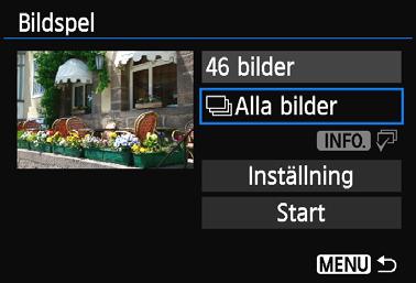 Antal bilder som ska visas 2 Välj de bilder du vill visa. Tryck på <V> och välj önskad inställning.