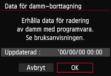 Data för dammborttagning används av Digital Photo Professional (medföljande programvara, s. 393) för automatisk borttagning av dammfläckar. Förberedelse Förbered ett helt vitt motiv, t.ex.