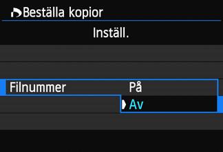 3 Ställ in önskade värden för alternativet. Ställ in [Utskriftstyp], [Datum] och [Filnummer].