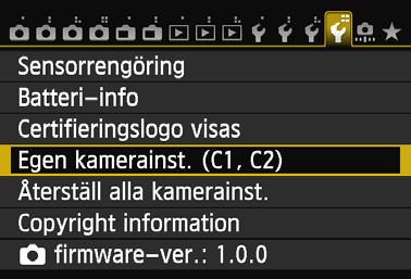 w Registrera egna kamerainställningarn Du kan registrera aktuella kamerainställningar, t.ex.