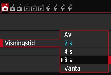 Välj [Autom avstängn]. 1 På fliken [52] väljer du [Autom avstängn] och trycker sedan på <0>. 2 Ställ in önskad tid. Välj önskad inställning och tryck sedan på <0>.