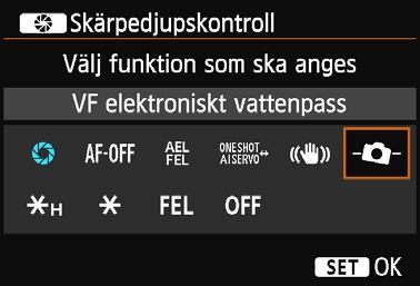 Fn III: Manövrering/Övrigt] på fliken [8] och tryck sedan på <0>. 2 3 Välj C.Fn III -5 [Egna Inställningar].