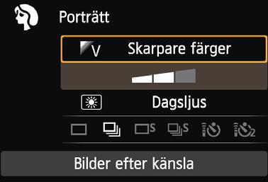 Q Snabbkontroll Exempel: Porträttprogram När menybilden för inställningar av fotograferingsfunktioner visas vid användning av baszonens metoder kan du visa snabbkontrollskärmen genom att trycka på