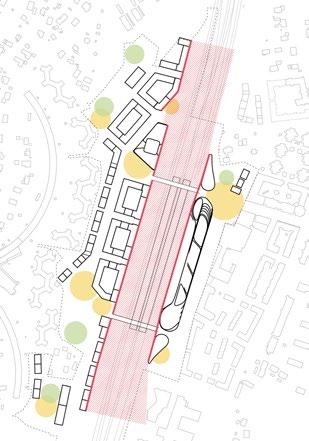 Flertalet platser utformas som gångfartsgator för att skapa en miljö där människor har företräde och får ta plats.