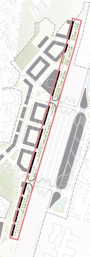 Ladbrovägen Ladbrovägen utgör en huvudgata i det kommunövergripande gatunätet men får genom planområdet en mer stadsmässig karaktär, med en tydlig offentlig bebyggelsestruktur och varierande