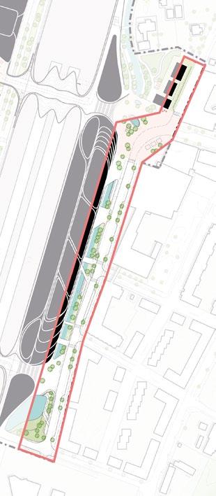 Industrivägen Industrivägen har en viktig funktion för flöden av människor mellan bussterminalen, Östra stationstorget och broarna över spåren.
