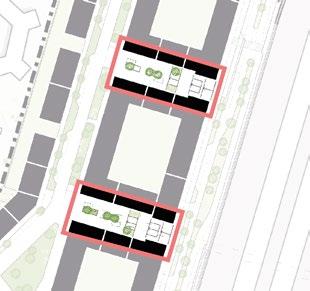 grönska prioriteras. Bebyggelsen utgör en spännande och varierad miljö som kan variera i höjd, uttryck och linje mot gata med ett våningsantal på mellan tre och sju våningar.
