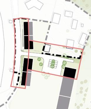 i form av fristående lameller eller mindre punkthus. Bostadsentréer, uteplatser, balkonger och boenderörelser ger förutsättningar för stadsliv och granngemenskap.