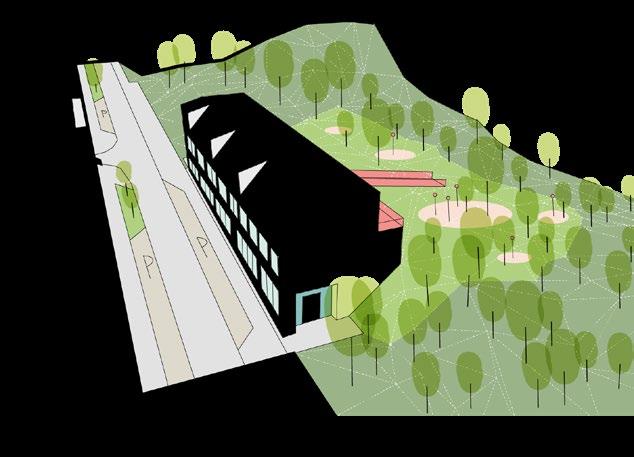 Naturparken Byggnad inspirerad av naturkaraktär, t. ex.