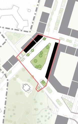 Triangelplatsen vid Ladbrovägen Triangelplatsen blir en entréplats till stadsgatan från Ladbrovägen.