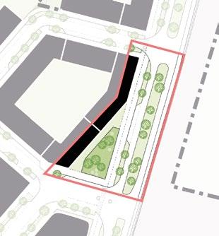Ytan ska vara ett grönt rum att vistas i med sittmöjlighet, träd och planteringar, och med möjlighet till dagvattenhantering. Den nya bebyggelsen ansluter till norra delen av Ladbrovägens karaktär.