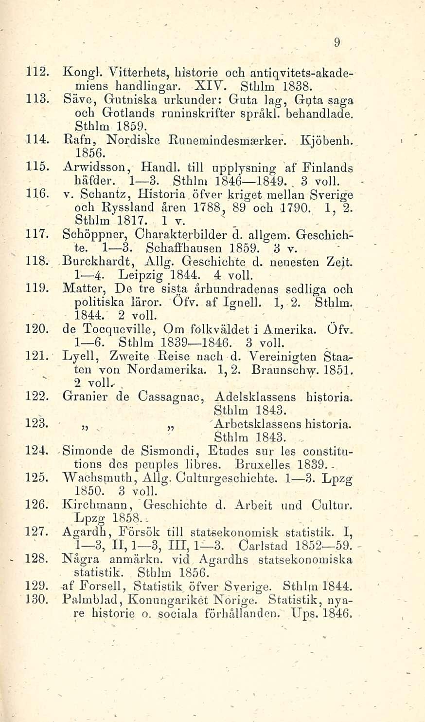 _ 112. Kongi. Vitterhets, historie och antiqvitets-akademiens handlingar. XIV. Sthlm 1838. 113. Säve, Gutniska urkunder: Guta lag, Gyta saga och Gotlands runinskrifter språkl. behandlade.