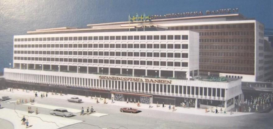 Sida 23 (47) M-huset som mörk, slät fond till S-huset. Projektpresentation av Kjell Ödéen, 1960- tal (Arkitektur och Designcentrum).