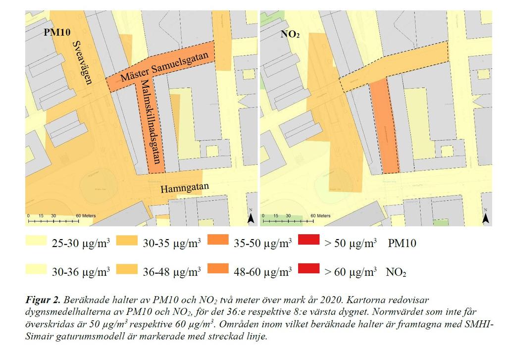 Sida 42 (47) Kartor ur PM Bedömning av luftkvaliteten vid Kv Hästskon 12 (SLB-analys, 2015).