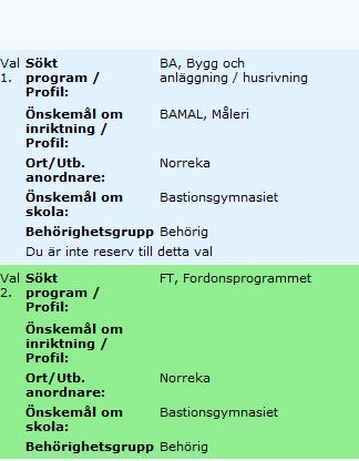 Information - när sökande har tackat nej till högrehandsval När en sökande har svarat att